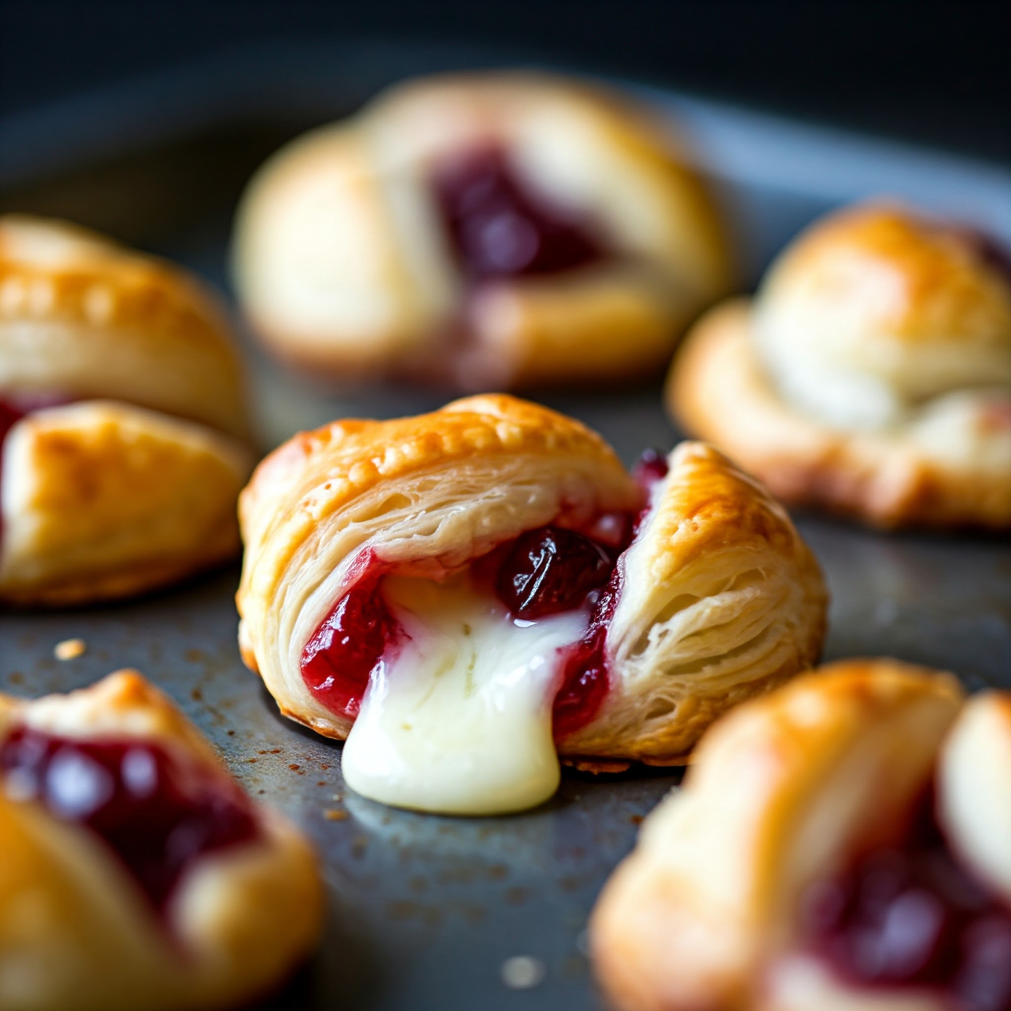 Cranberry Brie bites, straight out of the oven